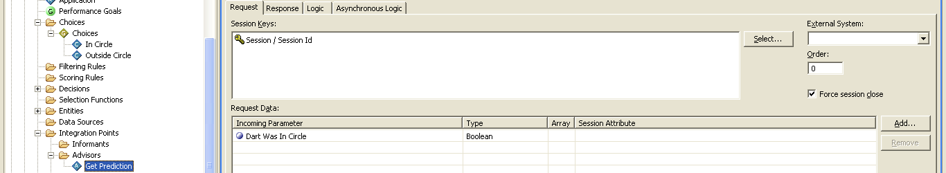 RTD advisor configuration screen with one boolean input parameter.